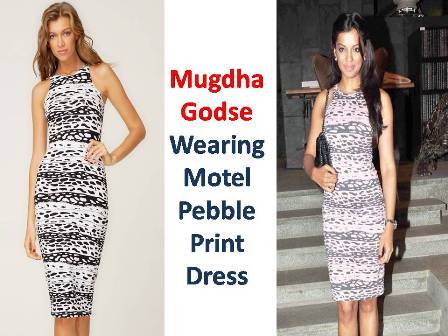 Mugdha Godse Wearing Motel Pebble Print Dress at houseproud.in Mugdha Godse Wearing Motel Pebble Print Dress at houseproud.in
