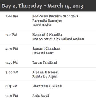 Day 2 Schedule WillsLifestyleIndiaFashionWeek