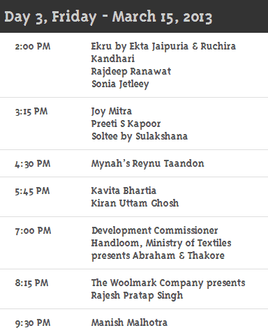 Day3 Schedule WillsLifestyleIndiaFashionweek