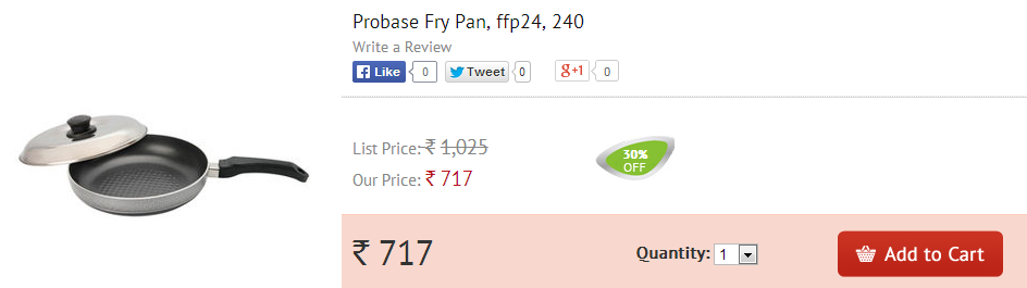 Nirlep Non Stick Fry Pan With Lid 240 mm