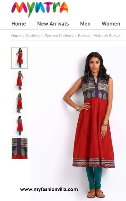 Vishudh Women Red Printed Anarkali Kurta
