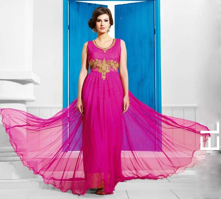 Fuchsia Net Wedding Gown