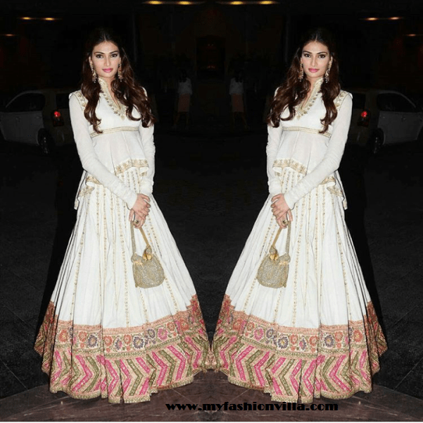 athiya shetty in Rohit Bal for Masaba Gupta's Wedding Reception