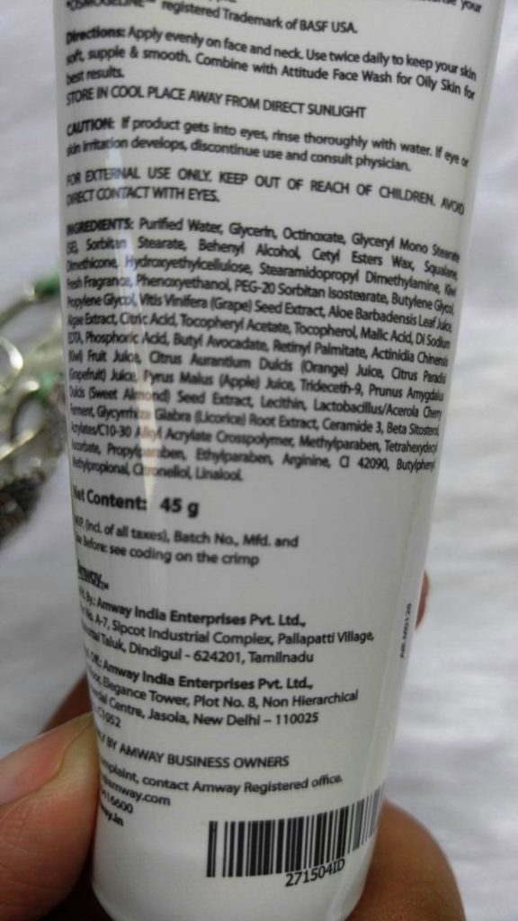 Amway Attitude Moisturiser For Oily Skin Price