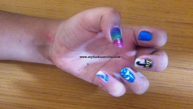 Monsoon Inspired Nail Art Final Look