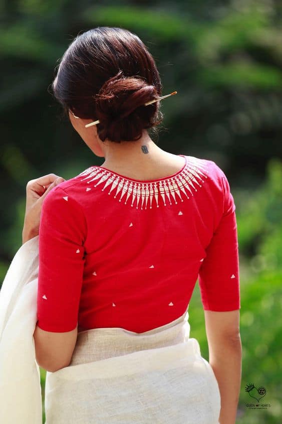 back deep round neck blouse designs